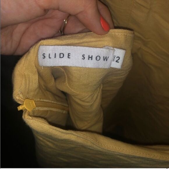 Women’s Slide Show Mustard Yellow Open Back Dress - Picture 7 of 9